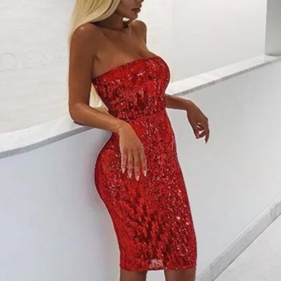 MODA ME COUTURE Dresses & Skirts - Dress Red Sequin DRESS